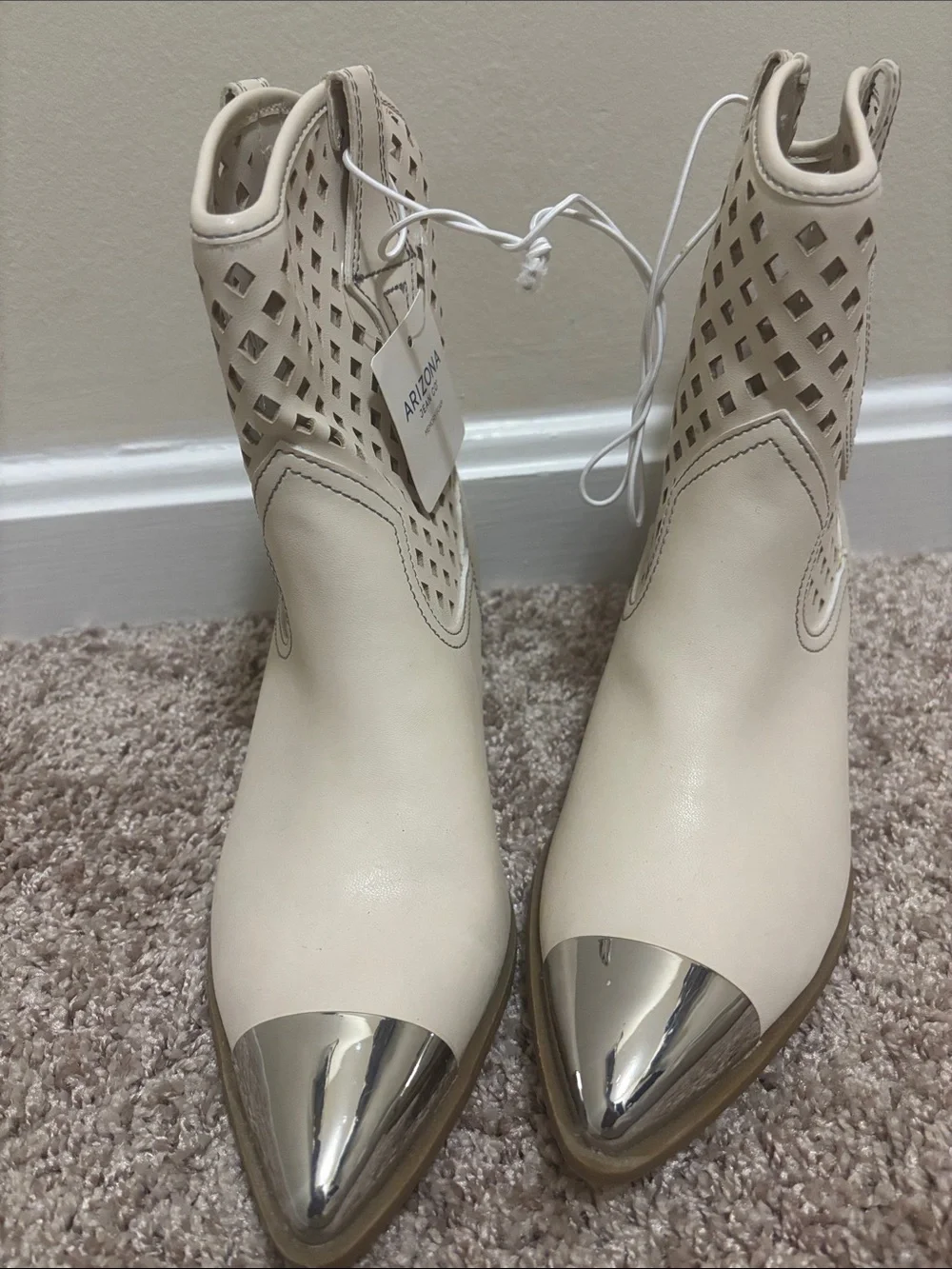 Boots For Fall Company Coastal Western Ankle Bootie with Metallic Silver Cap Toe